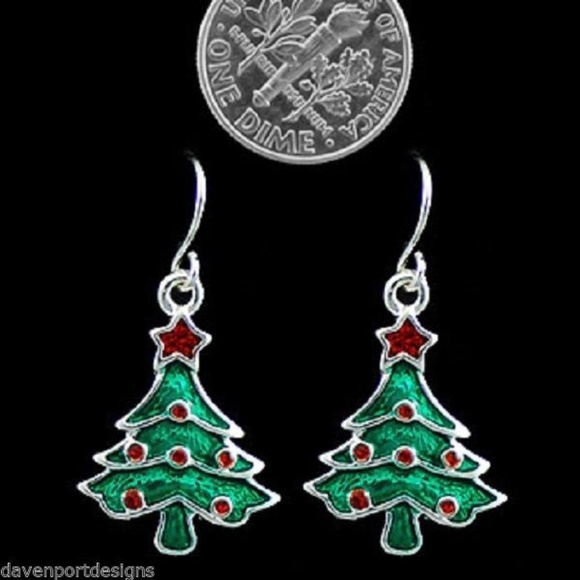 Christmas Tree Earrings Hand Painted New Holiday - Picture 1 of 1